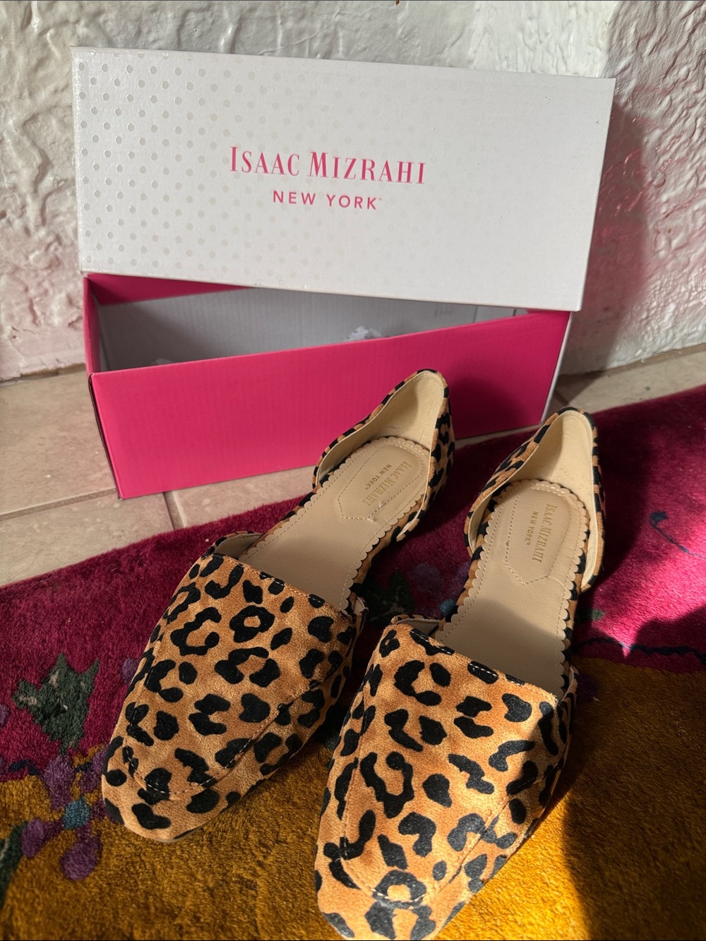 Isaac Mizrahi Leopard Print D'Orsay Flats - Tan/Black